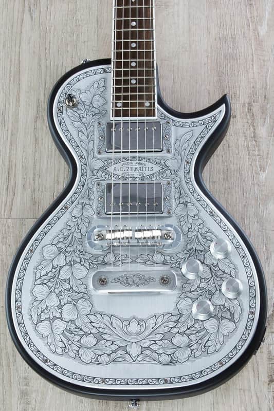 Zemaitis C24MF Casimere Metal Front Electric Guitar, Rosewood Fretboard, Gig Bag - Black image 1