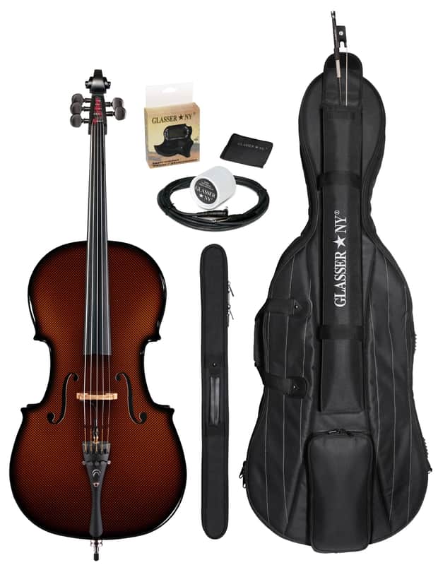 Glasser Carbon Composite Acoustic Electric 5-String Cello Outfit 4/4 size 2020s Orange image 1