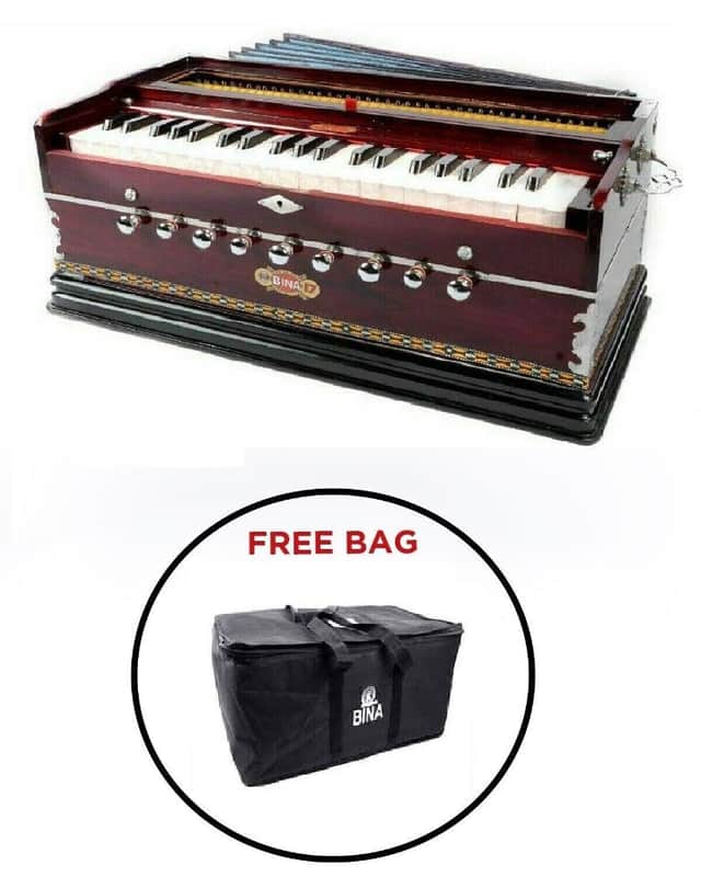 Handmade Harmonium  BINA Standard 9 Stopper Multifold Bellow 42 Keys Two Reeds 3½ Octave 2022 - Natural image 1