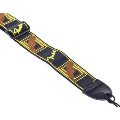 Fender 2" Monogramed Strap Black Yellow/Brown Strap, LOGO - Strap for Guitars image 4