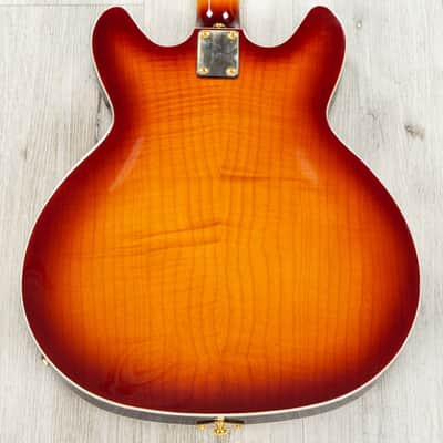 Hagstrom VIK67-G-VSB '67 Viking II Semi-Hollow Guitar, Resinator Fretboard, Vintage Sunburst image 4