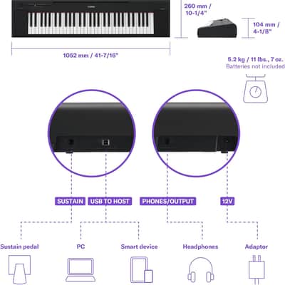 Yamaha NP-15 61-Key Piaggero Portable Keyboard - Black image 5