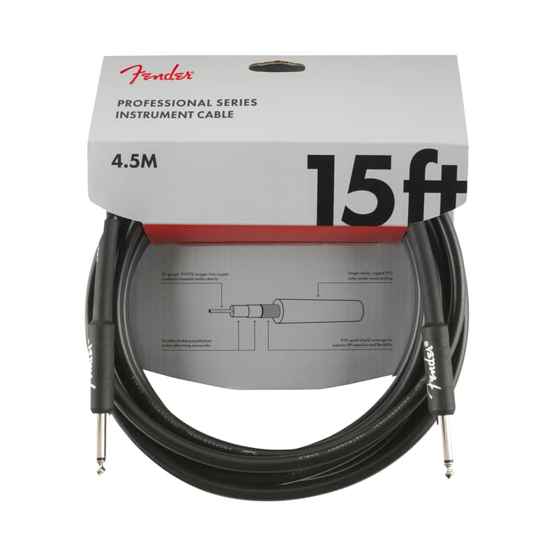 Photos - Guitar Fender Professional Instrument Cable Straight-Straight 15ft Black 