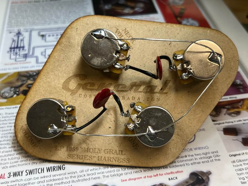 General Vintage Tone 1970s Les Paul ®️ Harness GVT NOS Custom made CTS pots / GVT Red dime capacitors - Aged image 1