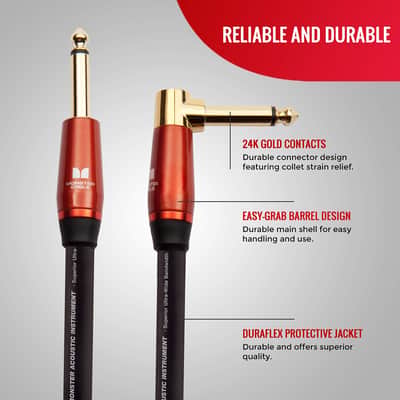 Monster Prolink Acoustic Instrument Cable. 21 ft Guitar Cable. Right Angle to Straight Monster Cable w/ Superior Delivery Speed. Rich & Clean Sound Monster Cord. Monster Instrument Cable image 2