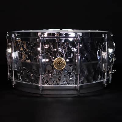 Gretsch 14" x 6.5" Hammered Chrome over Brass Snare Drum image 1