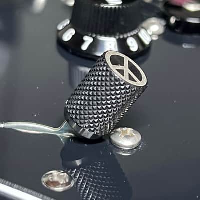 Kinnatone PEACE SIGN Stainless Steel knurled 3 or 5 way Blade style Switch Tip. For Strat or Tele image 2