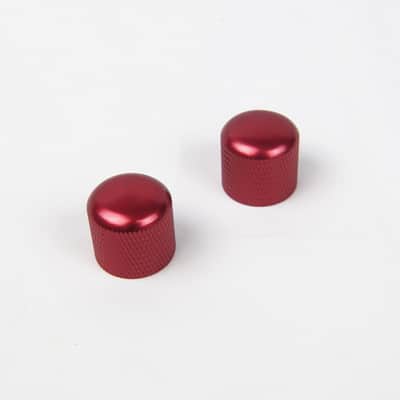 2x Dome Knobs JB Tele Style, Non-adjustable for 6mm Shaft, Red Aluminum