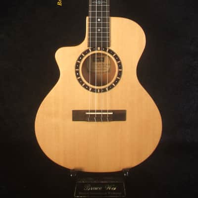 Handmade Left-Handed Baritone Ukulele, Solid Spruce, Rosewood Cutaway, 4 String, Soft-bag, Bruce Wei UAC19-2002 image 7
