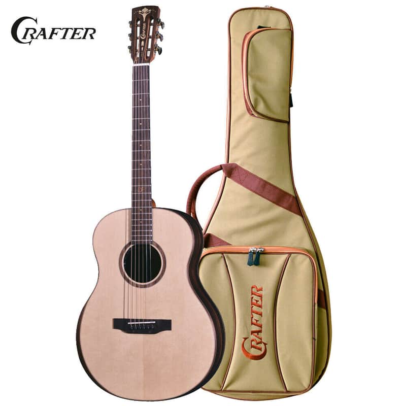 Crafter BIG MINO BK WLN Big Mino Shape Solid Spruce Top 6-String Acoustic-Electric Guitar w/Gig Bag image 1
