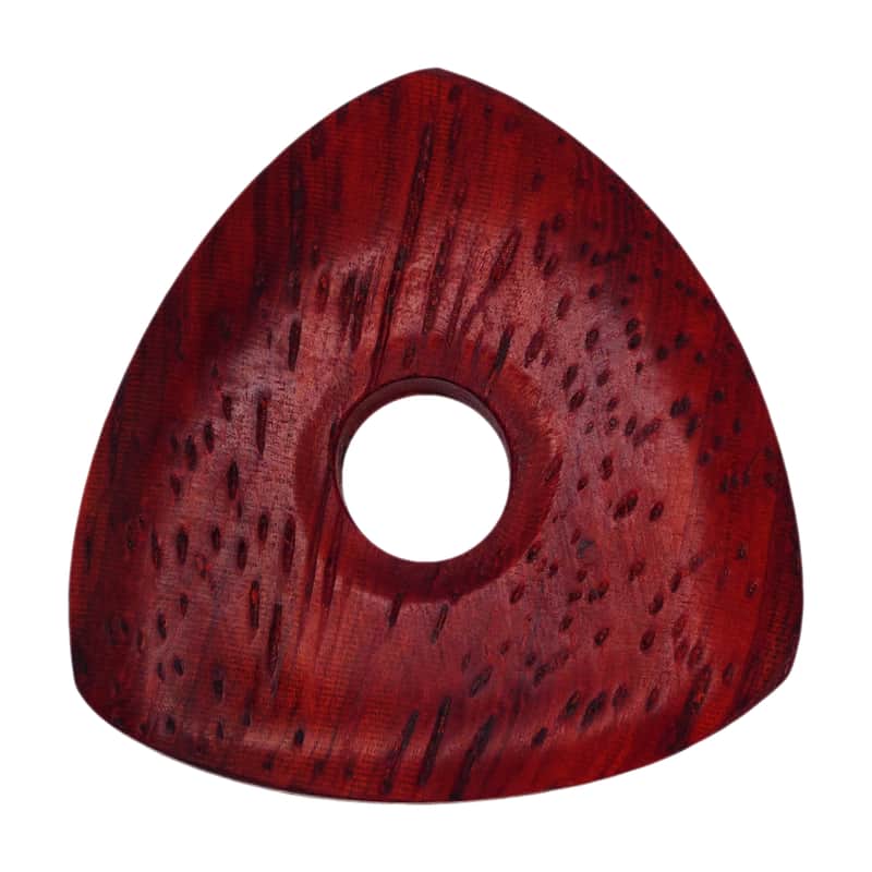 Padauk Wood Guitar Or Bass Pick - 4.0 mm Ultra Heavy Gauge - 346 Contoured Triangle With Grip Hole Shape - Natural Finish Handmade Specialty Exotic Plectrum - 12 Pack image 1