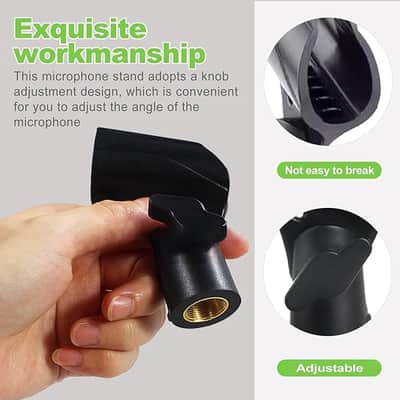 2 Pcs Universal Adjustable Microphone Clip Set, Mic Holder with 5/8" to 3/8" Screw Adapter for Stand, Suitable Mic Clips for Stands image 4