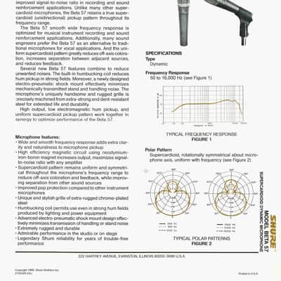 Vintage RARE 1980's Shure BETA 57 Supercardioid Dynamic Microphone Low Z w accessories SM57 Beta 57A 545 image 3