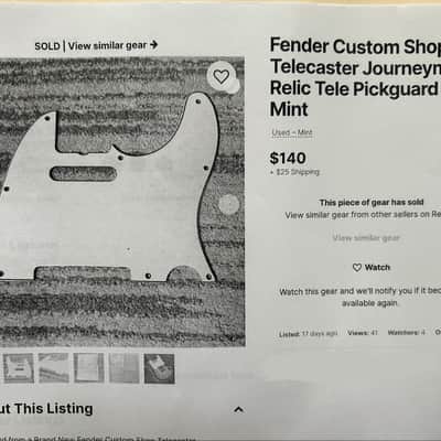 Fender Custom Shop Telecaster Journeyman Relic Mint Tele Pickguard - image 5