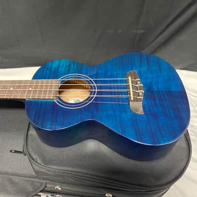 Oscar Schmidt OU2TFTBL-A Tenor Flame Mahogany Ukulele NEW uke Blue OU2 w/ lightweight case-Blemished image 4