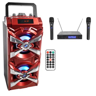 NYC Acoustics X-Tower Bluetooth Karaoke Machine System w/LED's+(2) Wireless Mics image 12
