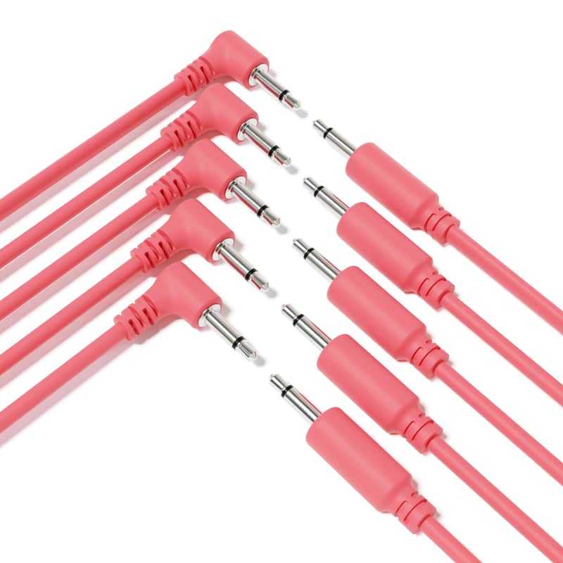 ExcelValley [Peach | 20 cm - 7.87"] 5-Pack Hybrid Mono Modular Patch Cables TS 3.5mm 1/8" Eurorack Synth Synthesizer image 1
