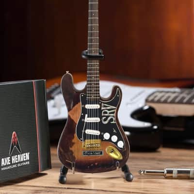 AXE HEAVEN Distressed SRV Custom Fender Strat MINIATURE Guitar Display Gift image 5
