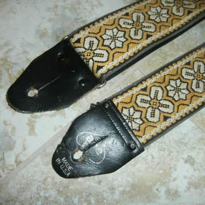Vintage 1960's ACE Guitar Strap! Yellow Nirvana, Bob Dylan Hippie Pattern! Old! image 2