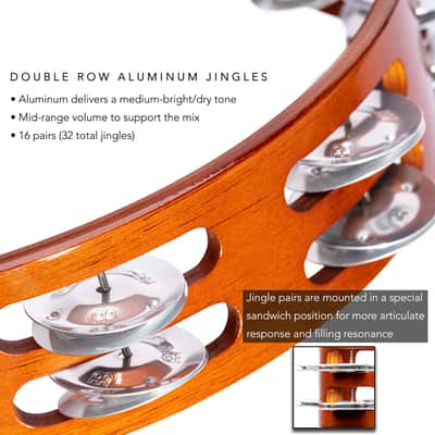 Meinl Percussion TA2A-AB Traditional 10-Inch Wood Tambourine with Double Row Aluminum Jingles image 3