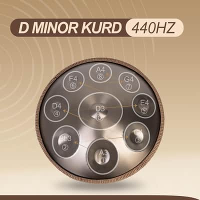 Drum - 22-Inch 9-Note D Kurd 440Hz - Hand Tuning Handpan - Includes Soft Bag, Mallets, Stand, Note Stickers, Cleaning Cloth - Artist Performance Video image 2