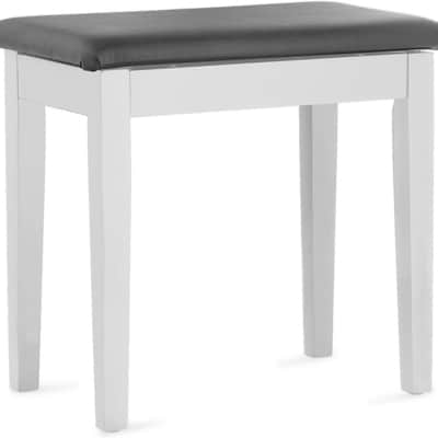STAGG Matt White Piano Bench With Black Vinyl Top And Storage Compartment image 3