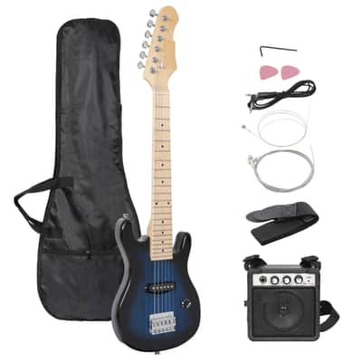 Right-handed Electric Guitar w/Amp 30" Guitar Kids Blue Combo Accessory Kit Set image 2