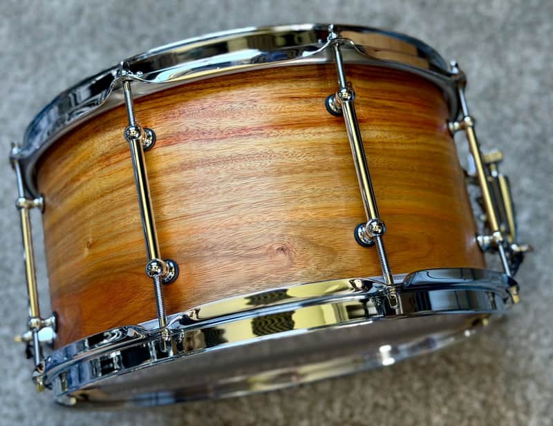 2026 Like-New: Erie steambent solid Canarywood/Sapele 13x7 snare, upgraded hardware, Canopus/extra wires image 1