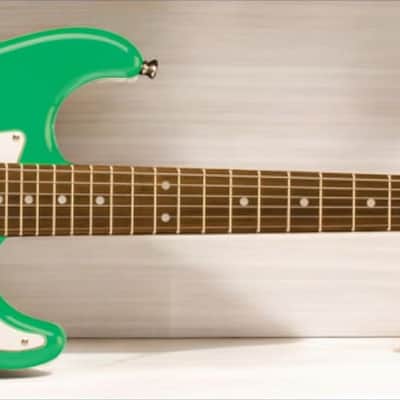 Oscar Schmidt OS-30-SFG-A Double Cut Solid Body 3/4 Scale Electric Guitar. Surf Green image 4