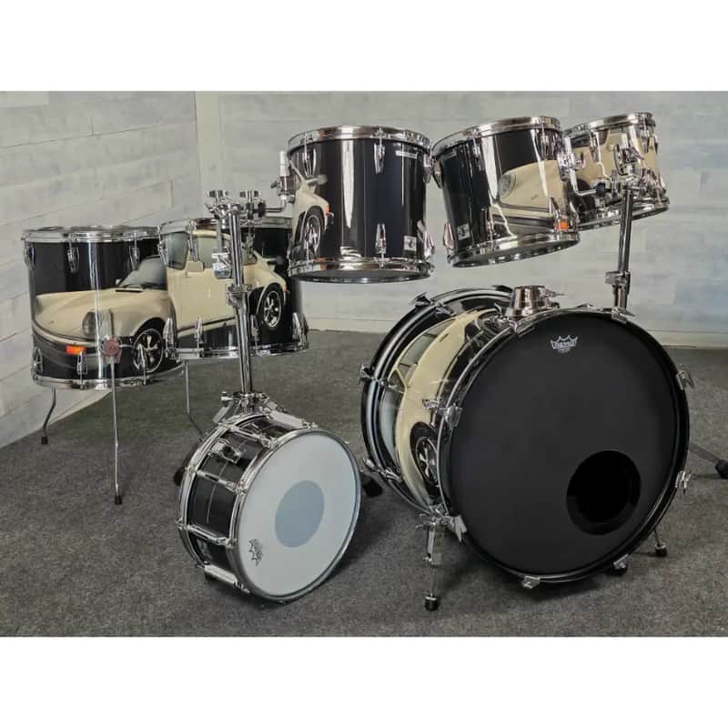 Used Remo Mastertouch 7pc Drum Set Custom Porsche Wrap - Very Good image 1