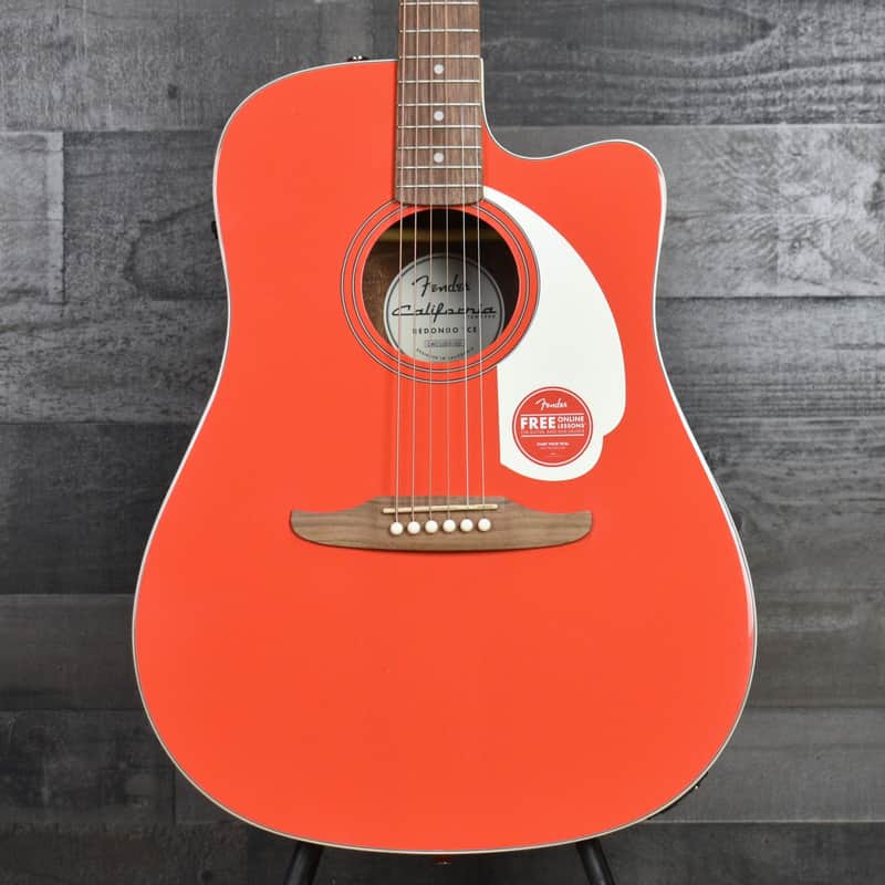 Fender California Standard Redondo CE Spruce Top Ivory Pickguard - Fiesta Red image 1