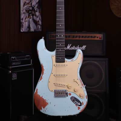 Dhatarattha SSS Strat-Style – Surf Blue Nitro Relic image 2