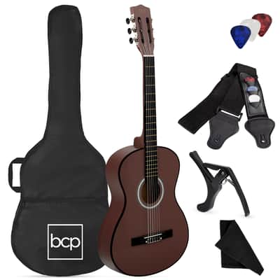 Best Choice Products Beginner Acoustic Guitar Set w/ Case, Strap, Strings - 38in-Pink image 15