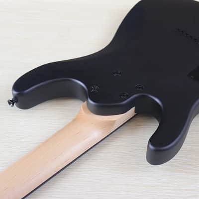 Matte Black Custom 7 String Electric Guitar, Okoume Body, Maple Neck image 4