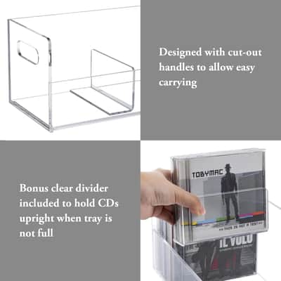 Clear Acrylic Stackable CD Storage Bins (Set of 2) — Studio-Grade Media Organizers for CDs, Sample Libraries & Retro Audio Collections image 2