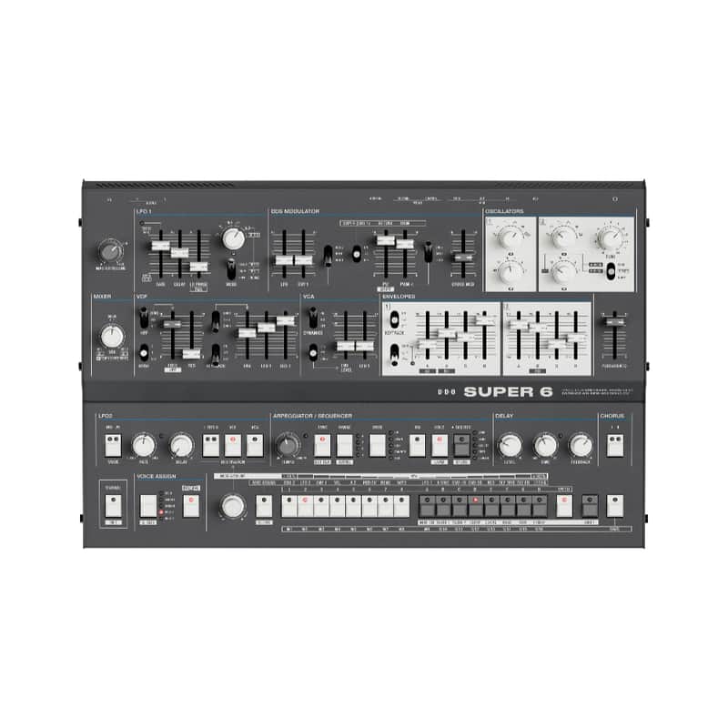 UDO Super 6 Polyphonic Analog Desktop Synthesizer Limited Edition Black image 1