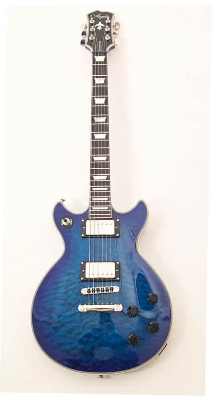 Agile AD-3200MCC Multi-Radius Blue Quilt Scale Electric Guitar with Binding and Trapezoid Inlays image 1