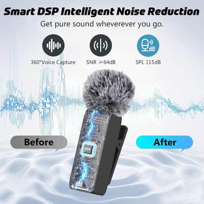 Wireless Lavalier Microphone, Mini Clip-on Lapel Mic for iPhone Android, Noise Canceling Wireless Microphone USB Plug and Play with Charging Box for Video Recording Vlog Streaming TikTok image 3