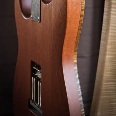 Custom Metallic Grey Strat Style HSS. Genuine Mahogany & Flame Maple Binding. image 10