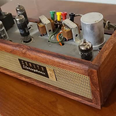 Fully Restored Zenith Single Ended 6AQ5 Power Amp With Custom Reclaimed Mesquite Wood Case And Metal Grill! image 6