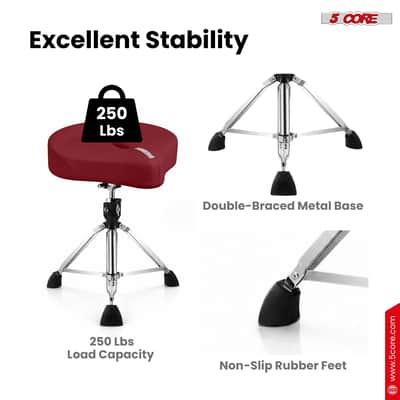 5 Core Drum Throne w 4.5" Padded Stool Adjustable Drummer Chair image 7