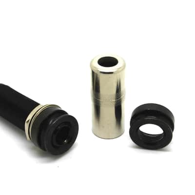 BLACK STEREO 4 CONDUCTOR ENDPIN GUITAR JACK SOCKET WITH STRAP FOR PREAMP image 1