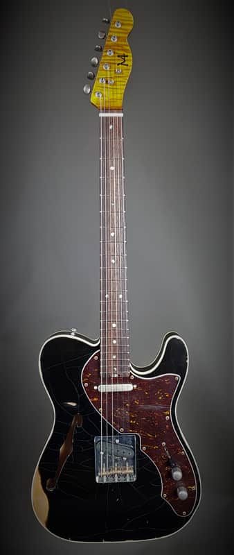 Manuel Ali Guitars Custom Thinline Relic 2020 relic black image 1