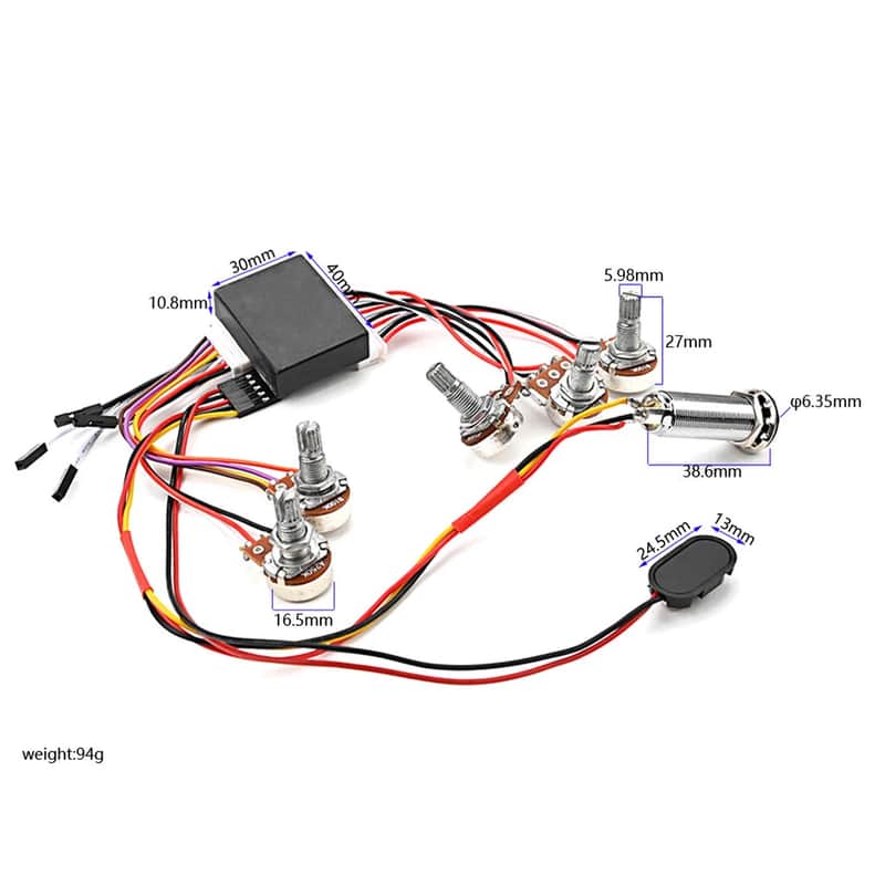 New 3 Band Active Electric Bass EQ Equalizer Preamp Circuit Harness with Jack image 1