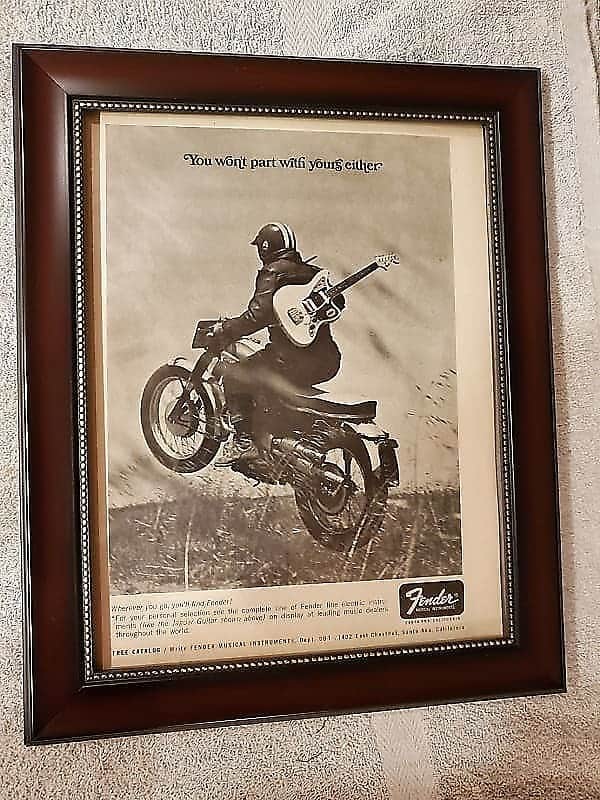 1966 Fender Guitars Promotional Ad Framed Fender Jaguar Original image 1