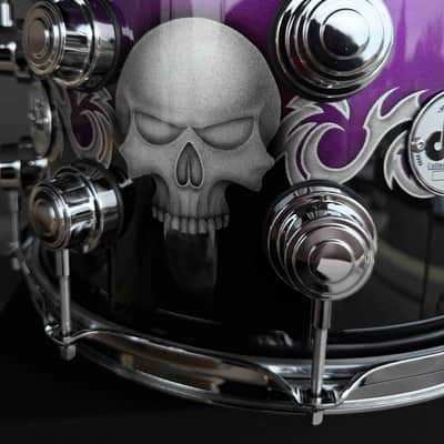 ~NEW~ DW Collector's Series SSC Pure Maple 8x14 Snare Drum in Exotic Sawblades & Skulls Graphics w/ Chrome Hardware image 2