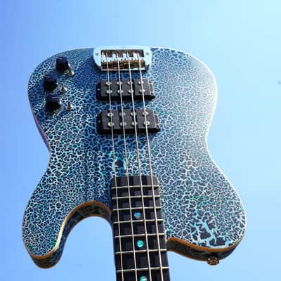 G&L USA Custom Shop ASAT Bass Black Crinkle Over Himalayan Blue 4-String Electric Bass Guitar w/ Black Tolex Case (2025) image 1
