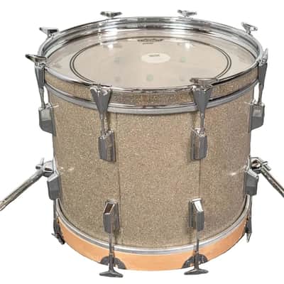 Used Pearl Wood FiberGlass Bass Drum 18x14 Gold Sparkle - Good image 7