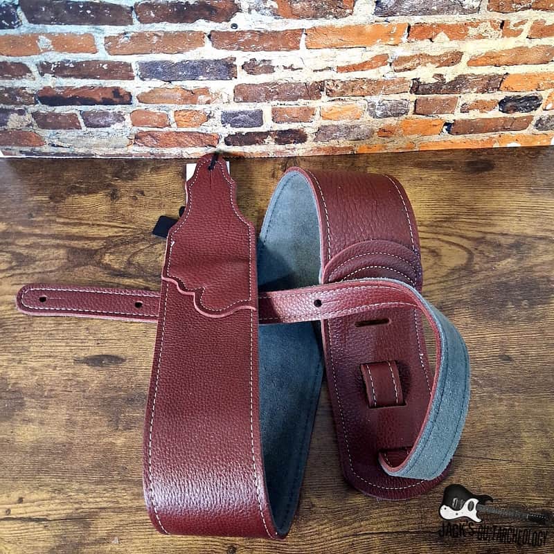 Franklin Strap 3" - Original Natural Glove Leather Guitar/Bass Strap (Ox Blood) image 1