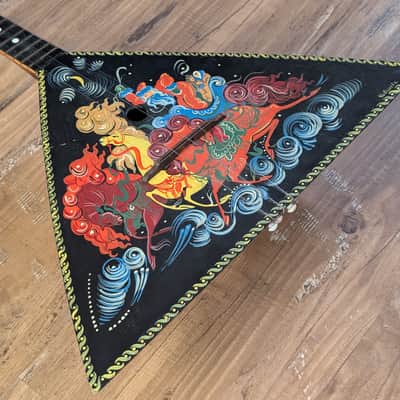 Unbranded Russian Balalaika 3 String Guitar Black Original Hand Painted Graphics image 4